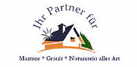 Logo mit einem Haus, Dach und Baum, darüber der Text 'Ihr Partner für', darunter 'Marmor * Granit * Naturstein aller Art'.