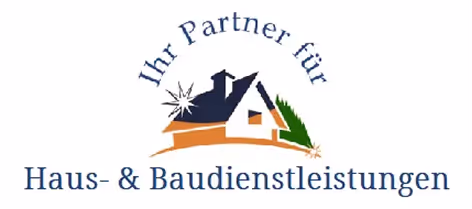 Logo mit stilisiertem Haus, Baum und Stern, dazu Schriftzug 'Ihr Partner für Haus- & Baudienstleistungen'.